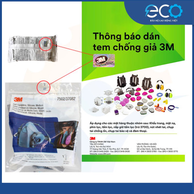 Combo (7 món) mặt nạ phòng độc 3M 7501, 7502 kết hợp phin lọc 3M 6006, tấm lọc bụi 5N11 cùng nắp giữ 501 lọc hơi hữu cơ Vô cơ, lọc bụi siêu mịn, phun sơn Lọc hơi độc chính hãng 3M