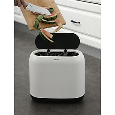 Thùng Rác Thông Minh Nhấn Nắp 10Lít 3 Ngăn Chống Đổ Kín Mùi Cao Cấp - Phóng Cách Hiện Đại - Chất Liệu ABS Cao Cấp Chính Hãng MINIIN