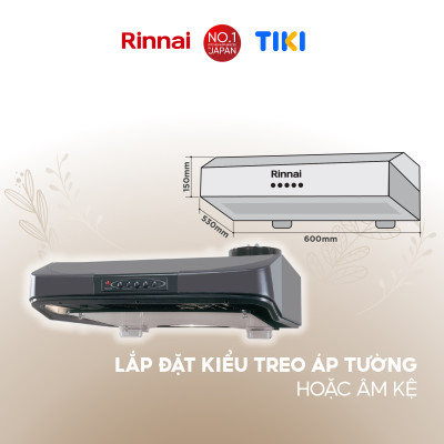 Máy hút mùi 60cm Rinnai RI-H6(Vt-G) ống thoát 161W - Hàng chính hãng.
