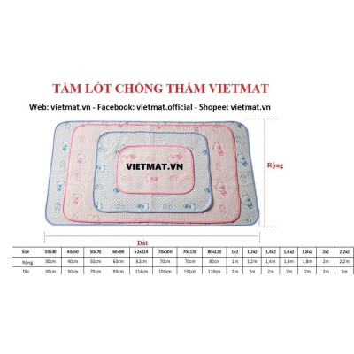 Combo 3 tấm lót chống thấm cho bé Vietmat mềm êm, thoáng mát, không nóng, không sột soạt, giặt máy