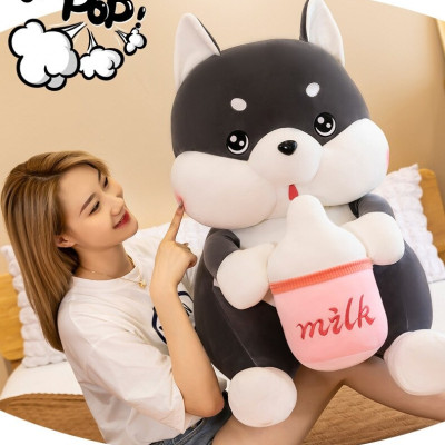 Gấu bông chó Husky ôm bình sữa siêu dễ thương – Quà tặng thú nhồi bông chó má phệ bú bình – Size từ 50 cm đến 80 cm – Gối ôm chó Husky milk cho bé ngủ ngon