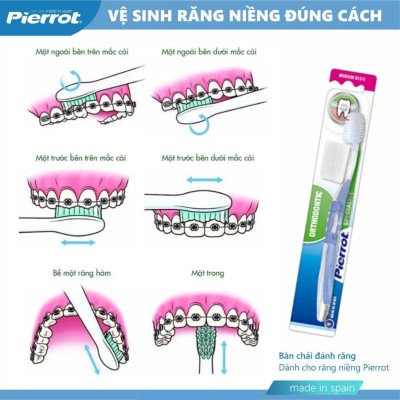 [ Mua 2 tặng 1 set kid ] Bàn chải kẽ răng dành cho răng niềng Pierrot Tây Ban Nha