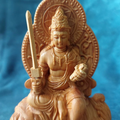 Bộ tượng Phật Văn Thù Bồ Tát và Phổ Hiền Bồ Tát bằng gỗ Bách Nhai - V660