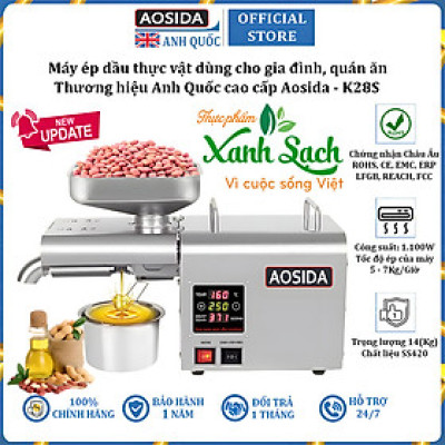 Máy ép dầu thực vật NÓNG LẠNH dùng cho thương hiệu Anh Quốc Aosida K28S cao cấp - Hàng Chính Hãng