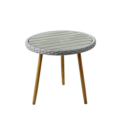 Bàn trà ban công tròn 60 cm TE2044-60S Nội thất Capta Bàn trà bàn café sân vườn nhỏ gọn mặt gỗ nhựa chân sắt sơn tĩnh điện vân gỗ tại tp hcm