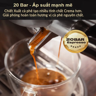 HÀNG CHÍNH HÃNG - Máy pha cà phê bán tự động Espresso, Cappuccino, Latte. Thương hiệu Mỹ cao cấp HiBREW - H10B