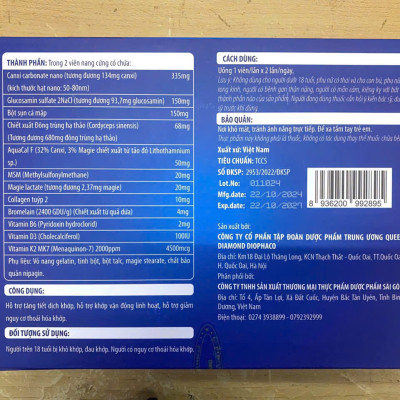 ￼Viên Uống Đông Trùng Hạ Thảo Sụn Cá Mập - Bổ Sung Glucosamin - Hộ 2 lọ *30 viên, vinaphar