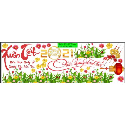 Decal trang trí tết xuân tân sửu - có sẵn keo - decal dán kính trang trì tết PK624