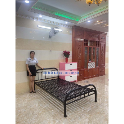 Giường sắt kiểu bo góc rẻ đẹp - 1m2x2m - (hình thật) - Nội Thất Bảo An