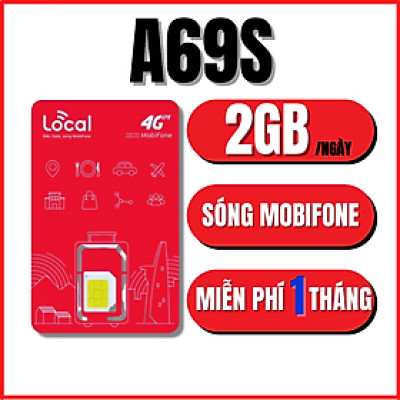 Local Mobifone A69s 60GB/ tháng, Miễn phí tháng đầu sử dụng, RẺ 1 TT, Sim chưa kích hoạt. Hàng Chính Hãng
