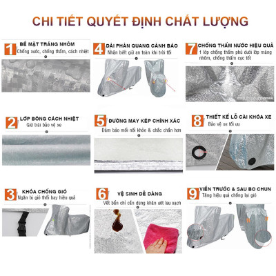 Bạt Phủ Áo Trùm Xe Máy Vải Dù Che Mưa Nắng Thời Tiết Khắc Nghiệt Loại Lớn Cho Dòng Xe Tay Ga - Xe Số Thông Dụng MINIIN
