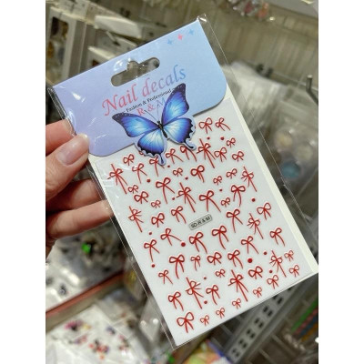 Tổng Hợp Sticker 5D Hot Hit Làm Nail Siêu Xinh Hình Dán Móng Tay Nơ Ren Hàn Quốc Bướm Nổi Hoa Nhiều Màu Labubu Nữ Women