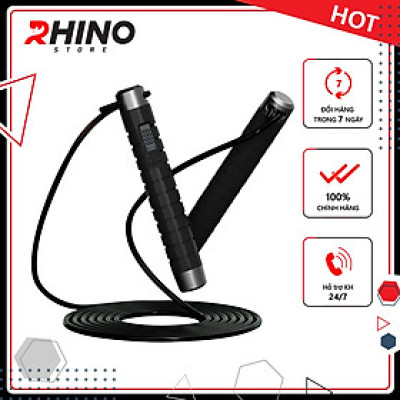 Dây nhảy thể thao lõi thép cao cấp Rhino J501 tự động đếm số, tích hợp đo calo, quãng đường, độ dài dây tùy chỉnh - Dùng cho Muay | Boxing | Kickboxing - Hàng chính hãng