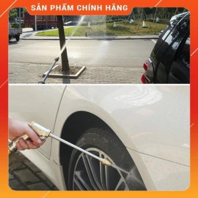 ️ Bộ dây vòi xịt nước rửa xe, tưới cây, tăng áp 3 lần, loại 20m 206701Sđầu đồng, cút,nối vàng+ đai 