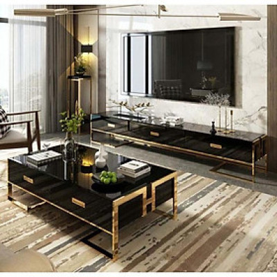 Bàn Trà Và Kệ Tivi Mặt Đá Nhập Khẩu Juno Sofa HHP-SET616-20 Hiện Đại