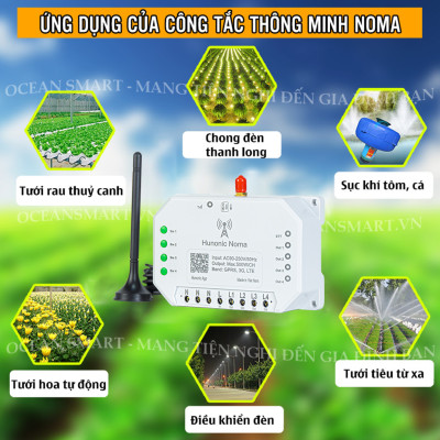Công Tắc Thông Minh Hunonic Noma Dùng Sim, Điều Khiển Mọi Thiết Bị Từ Xa Qua Điện Thoại - HNNOMA4CH