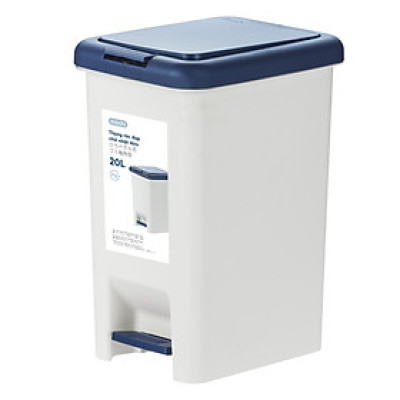 Thùng rác đạp chữ nhật Hiro 20L - trắng xanh đậm
