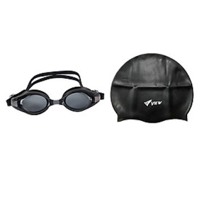 Bộ Kính Bơi VIEW V500S BK (Đen) Chống Sương Mù Chống tia UV Và Nón Bơi View V31(Đen) - Hàng chính hãng 100% sản xuất tại Nhật Bản