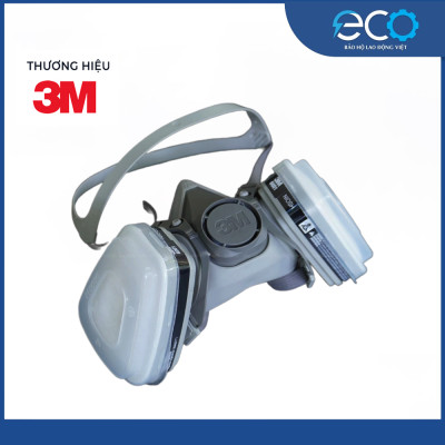 Mặt nạ phòng độc 3M 6100/ 6200 với phin lọc 6001 kết hợp tấm lọc bụi 5N11 cùng nắp giữ 501
