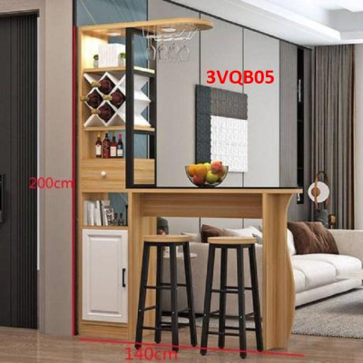 Quầy bar mini, quầy bar kiêm vách ngăn phòng khách nhà bếp 3VQB05 ( Không kèm ghế )