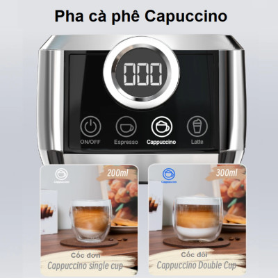 Máy pha cà phê Espresso bán tự động Espresso, Latte, Cappuccino thương hiệu HiBREW H13A - Hàng Chính Hãng