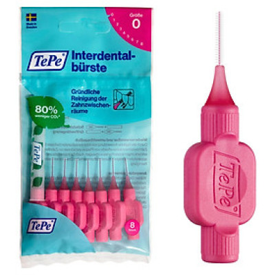 Bộ 8 cây tăm chải kẽ răng cơ bản và 1 nắp Tepe Interdental Brush Original (dạng bịch)