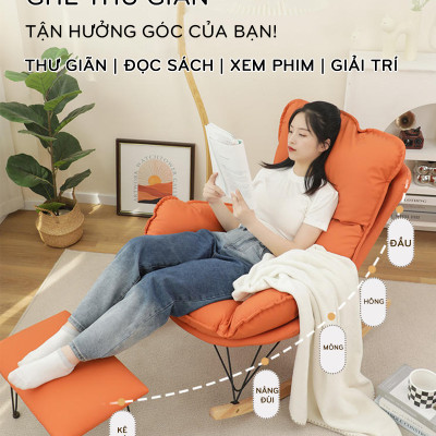 Ghế Thư Giãn Bập Bênh, Ghế Lười Đọc Sách Nghỉ Ngơi Có Kê Chân, Ghế Bập Bênh Giải Trí Xem Phim Bảo Hành 3 Năm