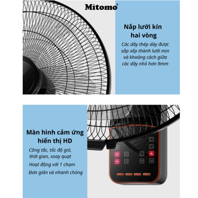 Quạt treo tường Mitomo FTT-60 hàng chính hãng, có điều khiển tử xa, động siêu xịn bảo hành 24 tháng