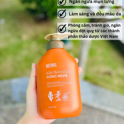 Combo 3 chai Sữa tắm thảo dược hữu cơ Gừng Nghệ Cỏ Cây Hoa Lá - Chiết Xuất Từ 7 Loại Thảo Dược Quý - Phòng Cảm, Tránh Gió, Dưỡng Da - Cho Con Cho Mẹ, Cho Đại Gia Đình, chai 500gr