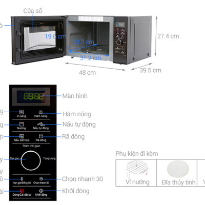 Lò vi sóng inverter có nướng Panasonic PALM-NN-GD37HBYUE (23L) - Hàng chính hãng