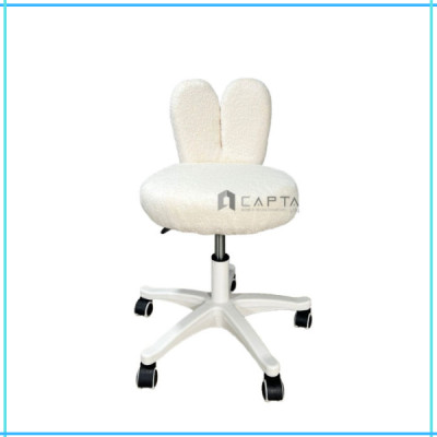 Ghế xoay trang điểm bọc nệm vải lông cừu cao cấp tựa lưng tai thỏ chân tăng giảm CE1019-F -  Cute rabbit make up chair