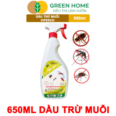 Dầu Trừ Muỗi Vipesco GreenHome, Chai 650Ml, Đặc Trị Muỗi, Kiến, Gián Nhanh Chóng, Hiệu Quả Và An Toàn