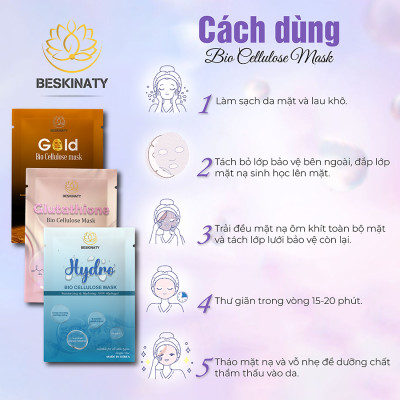 Combo 3 Mặt nạ BESKINATY Glutathione Bio Mask dưỡng sáng phục hồi da cao cấp