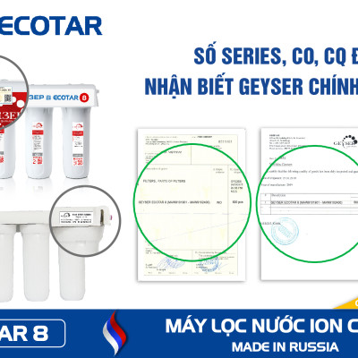 Máy lọc nước ion canxi Geyser ECOTAR 8 - Hàng nhập khẩu - Model tích hợp công nghệ lõi lọc liên hoàn Unitech tiên tiến nhất của Geyser LB Nga dành cho gia đình.