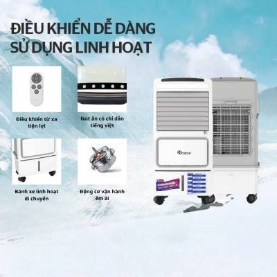 Quạt Tích Điện Điều Hòa SOWUN SW808S, Công Suất 40W Vừa Tích Điện Vừa Làm Mát Bằng Hơi Nước