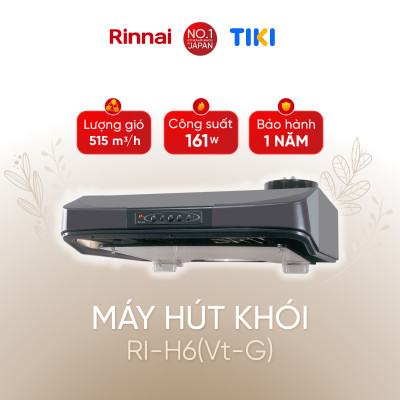 Máy hút mùi 60cm Rinnai RI-H6(Vt-G) ống thoát 161W - Hàng chính hãng.