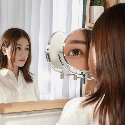 Gương trang điểm phóng đại 3 lần, xoay 360 độ, 2 mặt siêu nét, treo tường phòng tắm, phòng ngủ, Khách sạn, resort, Inox SUS 304, Size 15cm, 18cm, 20cm, Minh House
