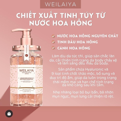Set quà tặng cao cấp gồm 2 chai Sữa tắm trắng da cánh hoa hồng Damask và Kem ủ trắng vỏ bồ đào Weilaiya - Gói hộp quà sang trọng
