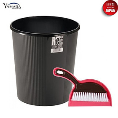 Thùng rác văn phòng Yamada 6.9L + Bộ chổi & xẻng hót rác mini cán cong - nội địa Nhật Bản