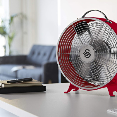 Quạt để bàn Swan Retro SFA12630RN 25W màu đỏ Hàng chính hãng