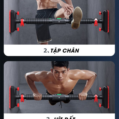 Xà đơn treo tường thế hệ mới 2021 điều chỉnh cửa 89 - 125cm có Livo cân bằng, chốt khóa chống xoay xà, an toàn khi sử dụng, chịu tải 150kg, xà đơn gắn cửa không cần khoan tường giá rẻ