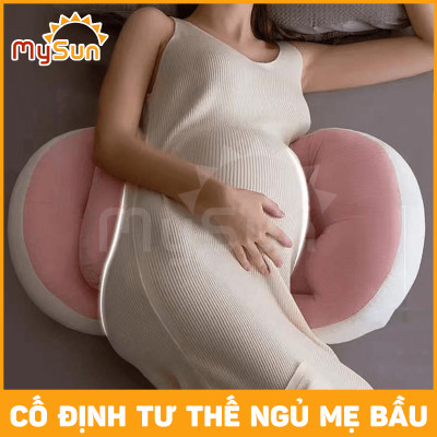 Gối bầu cánh tiên cho bà bầu ôm ngủ kê lưng bụng cao cấp thoải mái bằng vải cotton 100% MySun