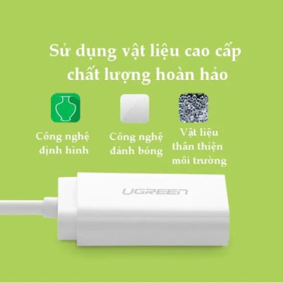 Ugreen UG30143US205TK 15CM màu Trắng Bộ chuyển USB 2.0 sang Loa + MIC chuẩn 3.5mm - HÀNG CHÍNH HÃNG