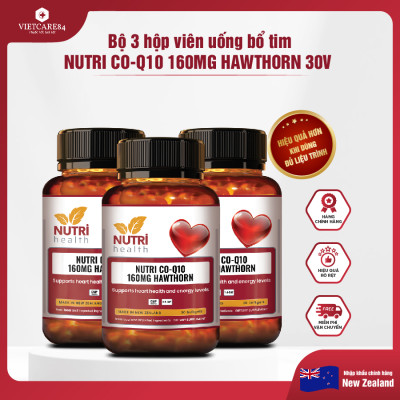 Bộ Sản Phẩm 3 Hộp Viên Uống Bổ Tim New Zealand Nutri Co Q10 160g Hawthorn 30 Viên - Nhập Khẩu Chính Hãng