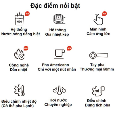 [Hàng Nhập Khẩu] Máy pha cà phê Cappuccino, Ristretto, Espresso, Latte chuyên nghiệp, thương hiệu Mỹ cao cấp HiBREW - H13