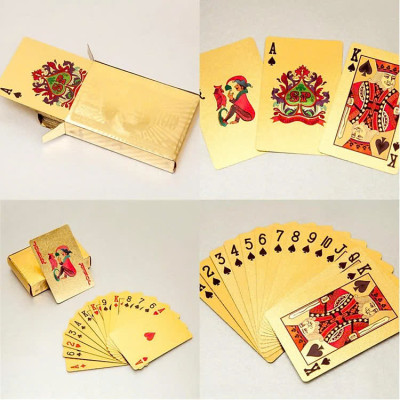 Bộ Bài Tây Poker Mạ Si Vàng Cao Cấp - Tú Lơ Khơ Phủ Nhũ Vàng Chính Hãng – Bộ 54 Lá Bài Tây Pocker Nhựa Dẻo Chống Thấm Nước Chống Gãy