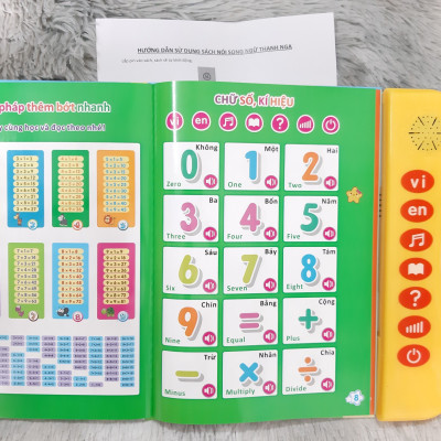 Đồ Chơi Bảng Nói Điện Tử Song Ngữ Anh - Việt 24 Trang Cho Bé Phát Triển Ngôn Ngữ Tặng Kèm 3 Pin Và Bút Nhấn