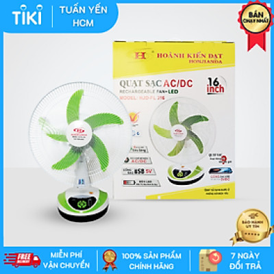 Quạt sạc tích điện Honjianda FL 316 - tích hợp đèn LED & cổng USB - Hàng chính hãng
