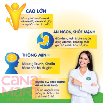 Sữa bột tốt cho bé Nutricare Smarta Grow, giúp trẻ tăng trưởng chiều cao, phát triển não bộ, dinh dưỡng cho trẻ thấp còi (900g)