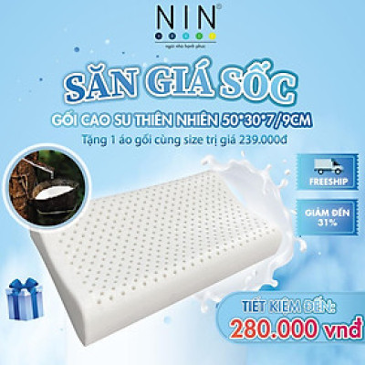 Gối cao su thiên nhiên lượn sóng NIN House thích hợp cho người bị đau cổ vai gáy kích thước 50*30*7/9cm